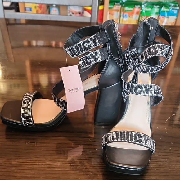 Juicy Couture Shoes - Juicy Couture Black Strappy Heels New With Tag Size 8.5
